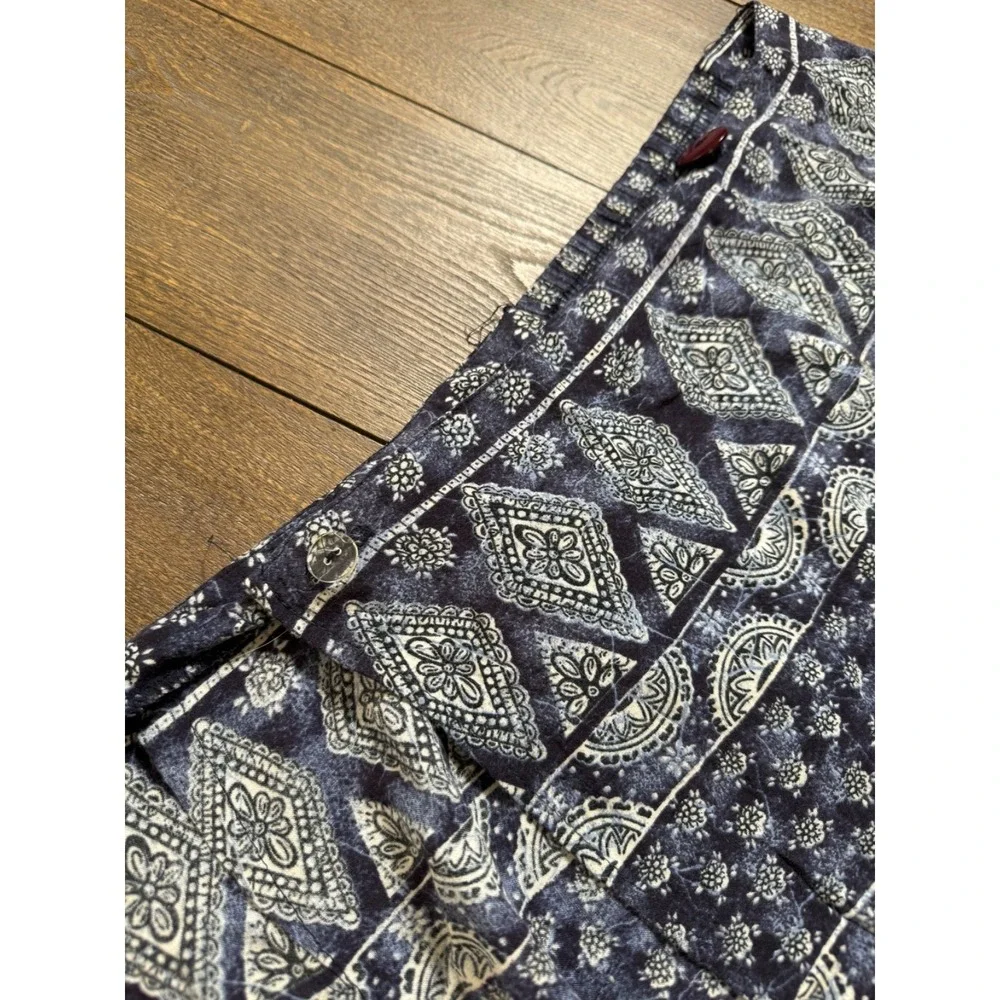 Maggie Lawrence Boho Wrap Long  Skirt Womens M Blue Patchwork Button Closure
